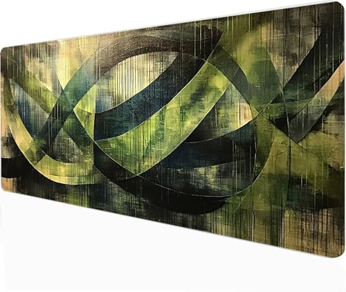 Zhngxogg Mouse Mat Abstract - 800 x 300 x 3mm, Large Gaming Mouse Pad, XXL mousepad - Large Office Desk Mat - Non-Slip Rubber Base - Improved Precision and Speed - for Office and Home, Green - 92098