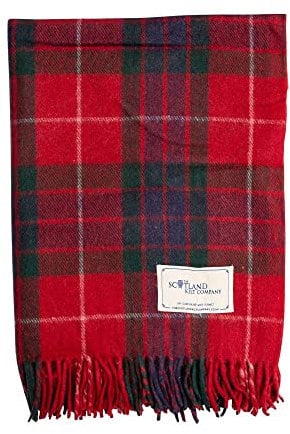 The Scotland Kilt Company Knee Travel Rug Tartan Wool Blanket - Fraser Red - Fringed Edges, Lightweight, Machine Washable Plaid Shawl