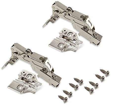 Emuca 1015107 Pack aus 2 Topfscharnieren Ø35mm 165° mit sanftem Verschluss für aneinanderstoßende Türen und Zusätze zum Festschrauben mit Verbindergehäuse
