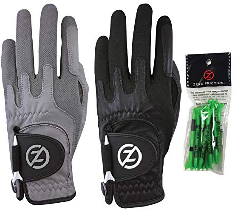 Zero Friction Herren Cabretta Elite Linke Hand Universal-Passform Golfhandschuh 2 Packung, Einheitsgröße, Grau/Schwarz