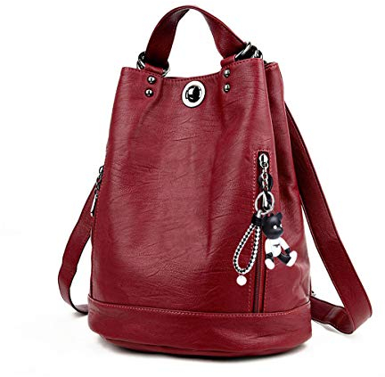 DEERWORD Damen Rucksack Handtaschen Elegant Anti Diebstahl Frau Stadtrucksack Henkeltaschen Tagesrucksack Weinrot