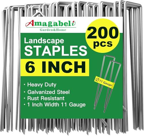 Amagabeli Garden Home 200 Grapas de Sujeción Galvanizadas para Jardín - 150 mm - Forma de U para el Jardín Elaboradas de Acero Carbonizado y Fijación de la Tela Anti Malezas Ø 3mm