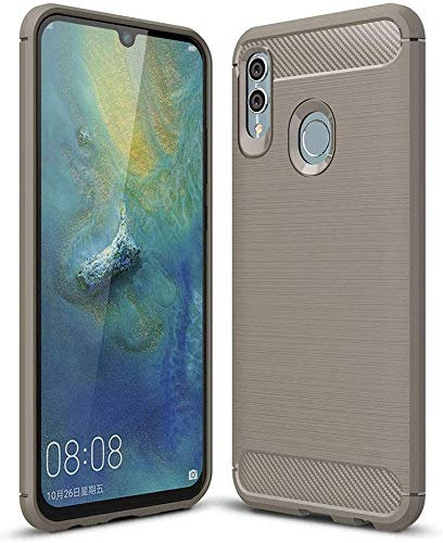 König Design Handyhülle kompatibel mit Huawei P Smart 2019 Silikon Case Hülle Sturzsichere Back-Cover Handyhülle - Carbon - Grau