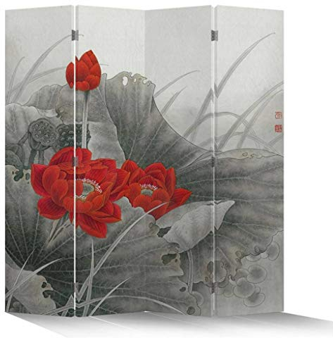 Fine Asianliving Paravent Raumteiler Japanisch Orientalisch Chinesisch Beidseitig L160xH180cm Spanische Wand Trennwand Room Divider Raumtrenner Sichtschutz Bedruckte Canvas Leinwand
