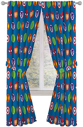 Marvel Super Hero Adventures Double Team 84 Inch Drapes - Beautiful Room Décor & Easy Set Up, Bedding Features The Avengers - Curtains Include 2 Tiebacks, 4 Piece Set (Official Marvel Product)