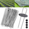 FLONATUR - Grapas para Césped Artificial - 100 Piquetas + 16 Arandelas - Mallas Antihierba - Piquetas Camping Suelo Duro - Clavos Jardín - Anclaje Suelo - Metal - 3mm - 15x3x15cm