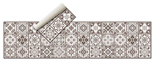 Nivellpublicitari Hydraulic Vinylteppich (240 x 60 cm, braun), Teppich für Küche, Badezimmer, Wohnzimmer, Esszimmer, Schlafzimmer, PVC-Boden.