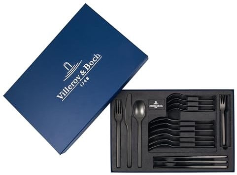 Villeroy & Boch – Manufacture Cutlery Tafelbesteck 20 teilig schwarz, 4 Personen, Besteck Set, Besteckset, Essbesteck, Besteck Schwarz, Schwarzes Besteck, Messer, Gabel, Löffel, Edelstahl