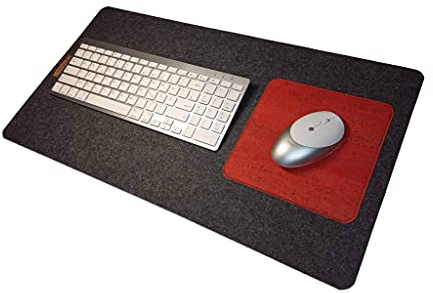 Schreibtischunterlage Filz handmade Auflage für Tastatur mit Mauspad Merino Wollfilz Kork Farb- und Längenauswahl