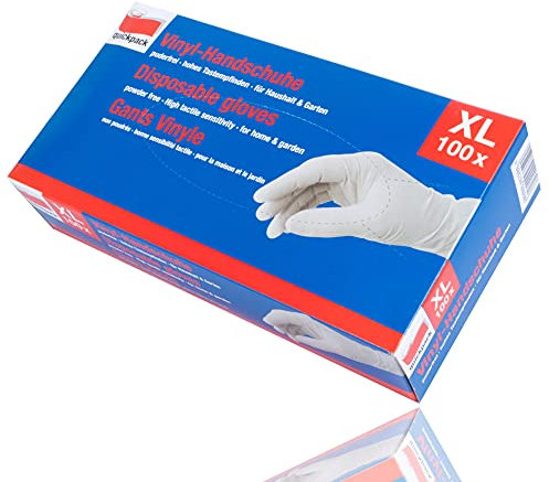 Bock op Kölle Vinyl - Handschuhe S-XL Einweghandschuhe Puderfrei/Reißfest für Haus & Garten (Größe: XL 100x)