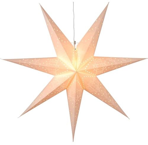 EGLO Weihnachtsstern für innen, Dekostern beleuchtet aus Papier zum Aufhängen, Fenster-Leuchtstern in Weiß, 3D Adventsstern mit Kabel, E14