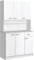 HOMCOM Kitchen Cupboard, Freestanding Kitchen Storage Cabinet with 6 Doors, Drawer, Adjustable Shelves and Open Countertop for Dining Room, White
