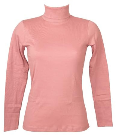 RAGNO Dolcevita Ciclista Donna Maglia Manica Lunga Caldo e soffice Cotone bio Articolo D274AK BIO Cotton Dolcevita, 082 Rosa Antico, 4 - Quarta