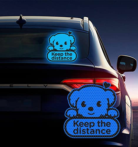 Vesvory 2 Stück Neuer Fahrer Reflektierende Aufkleber für Auto, Keep Distance Aufkleber für Auto, Rookie Driver Aufkleber für Auto, Warnung Fahrzeug Stoßstange Aufkleber (Blau)
