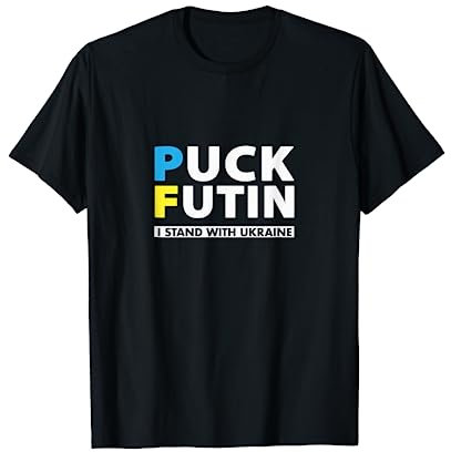 Puck Futin I Stand With Ukraine - Anti Putin Ukrainian Flag T-Shirt