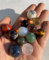 FAIRY TAIL & GLITZER FEE 12 Handgefertigt Halbedelstein Murmeln Kugeln Murmeln Rauchquarz Rosenquarz Amethyst Jaspis