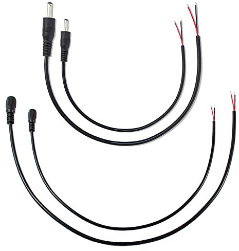 KSOPUERT 18AWG DC Pigtail Kabel,1,6 Fuß DC 5,5 mm x 2,5 mm Stecker und Buchse,offenes Ende,Stromkabel, Reparaturkabel,für Heimwerker-Verlängerungskabel,Router,CCTV,Kamera,DVR,LED-Streifenlicht