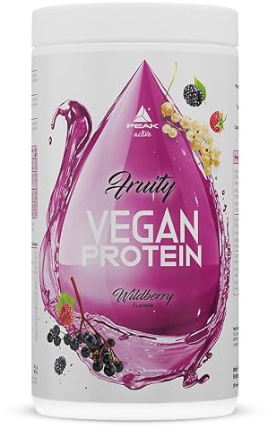 Peak Fruity Vegan Protein - 400 g Geschmack Wildberry I 20 Portionen I Clear Protein I Proteinquelle: Erbsenprotein (Pea) + Aminosäuren (BCAA) I Vegane Protein Limo mit perfekter Löslichkeit