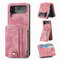Designed for Samsung Galaxy Z Flip 4 5G Case, Zipper Flip Leather Wallet Samsung Z Flip 4 5G Case, Shockproof Cover with Card Holders Kickstand Phone Case for Samsung Galaxy Z Flip 4 5G, pink
