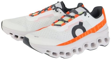 On Men's Cloudmonster Sneakers, Undyed-White | Flame, 41 EU