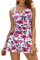 SHEKINI Donna Costume da Bagno con Gonna One Piece Dimagrante Costume Intero con Coppe Soffici Vintage Skirted Swimwear Costume Mare Bikini da Spiaggia(L, Sfondo Bianco - Fiori)