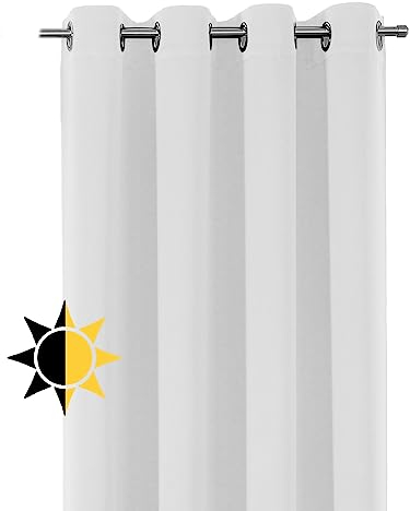 BEAUTEX Verdunkelungsgardine mit Ösen, Blackout Ösenschal Blickdicht abdunkelnd, Größe und Farbe wählbar (Breite: 300 cm, Höhe: 245 cm, Weiß)