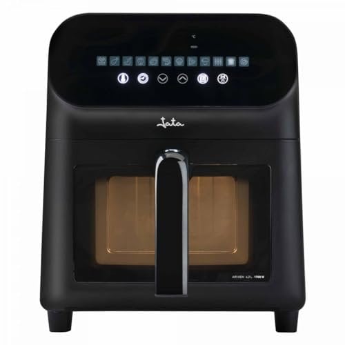 JATA JEFR1230 - Freidora Aire, Freidora Sin Aceite 6.2 L. 1700 W. Hasta 200ºC. Panel Táctil LED. 12 Programas de Cocinado. Con Ventana Visor. Medidas: 26,5 x 32,5 x 32,5 cm.