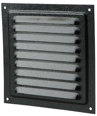 Griglia di ventilazione in metallo, 300 x 300 mm, colore nero, con protezione dagli insetti, griglia di ventilazione, ventilazione
