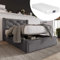 Boxspringbett Einzelbett Polsterbett 90*200CM, Bett mit Lattenrost aus Metallrahmen & Bettkasten, Hydraulisch Stauraumbett mit Großer Stauraum & höhenverstellbares Kopfteil (Mit Matratze, Grau)