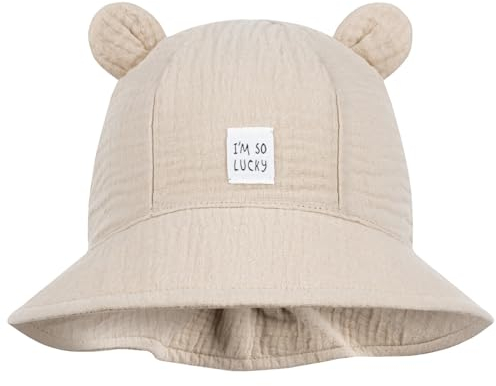 Smarilla Sommerhut Sommermütze Kinderhut Fischerhut Junge Mädchen Babymütze Musselin, Größe: 50-52, Farbe: Beige