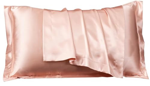 Lot de 2 Taie d'oreiller en Soie Luxueuse et Hypoallergénique, Confort Supérieur pour Peau et Cheveux,50x80cm, Douceur Exceptionnelle, Taies Oreiller Soie avec Fermeture d'Enveloppe (Rose)