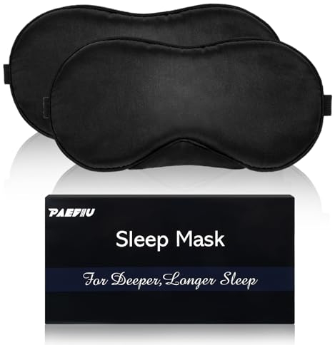 2 Stück Schlafmaske, Augenbinde Schlafen Weiche Schlafmaske Herren Frauen, Sleep Mask Seide Guter Lichtblockierende Schlafbrille mit Verstellbarem Gummiband für Reisen Yoga Nickerchen