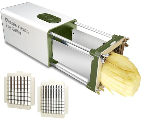 HYQNG Electric French Fry Cutter, Potato Strip Cutter Commercial And Household Electric Chopper Vegetable Cutter With 1/2 & 3/8 Inch Blade,For Cut Potato, Carrot, Cucumber, Apple
