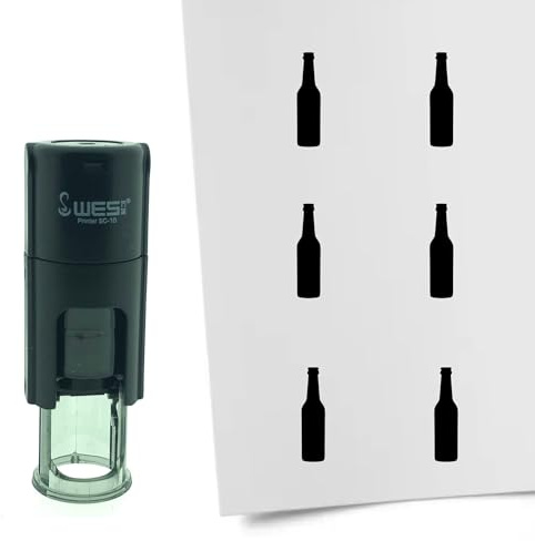 CombiCraft Selbstfärbender Stempel Bierflasche in Schwarz, 10mm rund - Ideal für Bulletjournals und Treuekarten