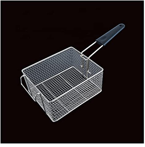 Fryer Basket Fry Basket Densified Mesh Filter Skimmer Spoon Stainless Steel Solid Skimmer Basket With Long Handle Suitable for Daily Frying Steaming and French Fries Deep Fryer Basket Commercial Use