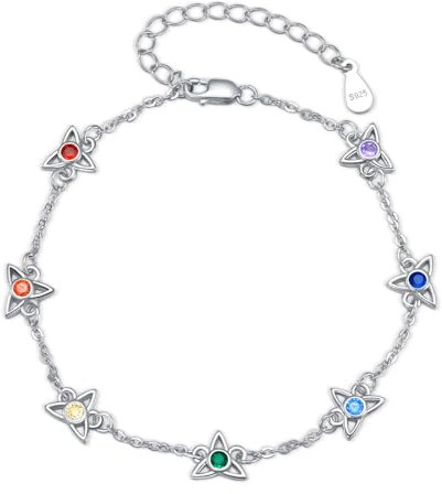 PARYFO Chakra Armband 925 Sterling Silber Frauen Yoga Armband Link 7 Chakra Armreif Geschenke für Frauen Mädchen Mutter Freundin Geburtstag Weihnachten Geschenke