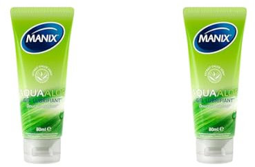 Manix Aquaaloe : Gel Lubrifiant Sensitif (80ml) à Base D'Aloe Vera/Compatible avec les Préservatifs (Lot de 2)