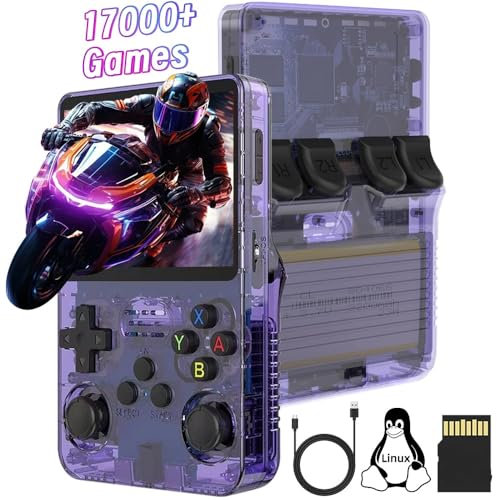 R36S Console Portatile, Scheda TF Da 128G 17000+ Giochi Sistema Linux Open Source Retro Emulatore Con 10+ Emulatori, Doppio Joystick 3D, Schermo IPS Da 3,5 Pollici