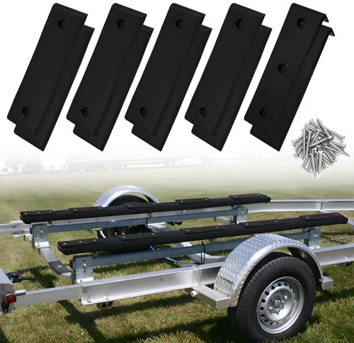 TENGBASE Boat Trailer Bunk Slide Pads and Glide Bunk Enders, Easier to Load The Boat on The Trailer, Suitable for 3 x 10 Boat Trailer Bed Slide Pads (Black)