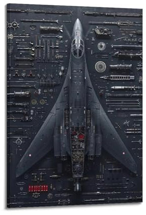 GLMHOK Vintage-Poster B-1B Stealth-Bomber-Demontage-Diagramm, dekoratives Gemälde, Leinwand-Poster, 20 x 30 cm