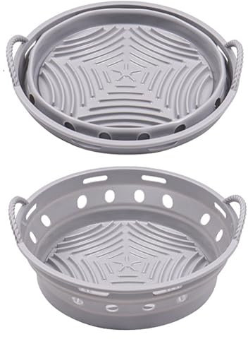 Molde de Silicona para Freidora de Aire - Molde Silicona Air Fryer - Accesorios para Freidora de Aire Anti-Adherente, Resistente hasta 230°C, Fácil de Limpiar - 21.5 cm (Redonda)
