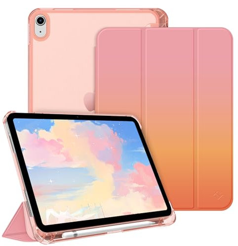 Fintie Funda para iPad 11ª Generación 2025 de 11 Pulgadas (Chip A16), iPad 10ª Gen de 10.9 Pulgadas (2022) - Funda Antichoque y Soporte para Lápiz, Auto-Reposo/Activación,Amarillo Rosa Degradado