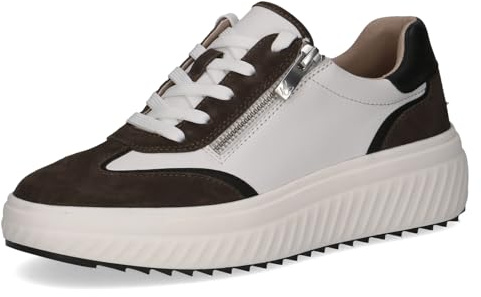 Caprice Damen Sneaker flach aus Leder mit Reißverschluss