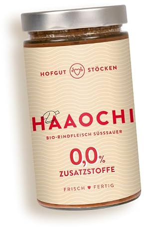 HAAOCHI - Bio-Rindfleisch süßsauer Hofgut Stöcken | Bio-Fertiggericht im Glas | ohne Zusatzstoffe (620ml)