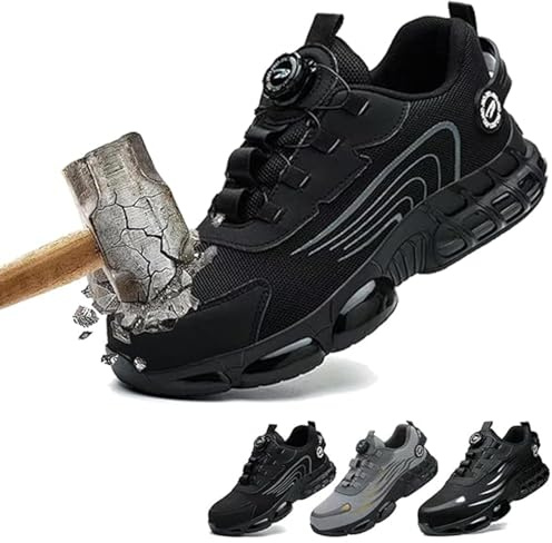 Donubiiu Schuhe mit Stahlkappe,Sicherheitsschuhe Arbeitsschuhe Herren Damen Bequem Stahlkappenschuhe Schnellverschluss Drehverschluss Stahlkappenschuhe (Style-a,39)