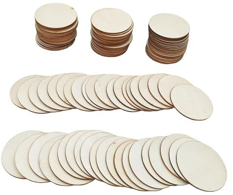 100 dischi di legno non finiti per artigianato, 7 cm, in legno, rotondi, per pittura fai da te e decorazioni per la casa