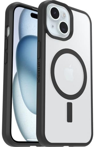 OtterBox Sleek Series MagSafe Hülle für iPhone 16e, 15, 14, 13, stoßfest, sturzsicher, ultraschlank, schützende Hülle, Getestet nach Militärstandard, Transparent/Schwarz, Keine Einzelhandelsverpackung