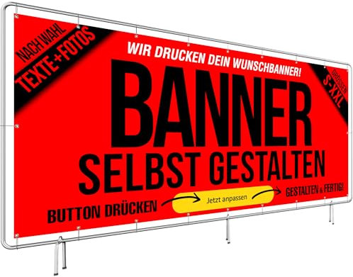 Dein Banner personalisiert mit Text/Logo/Foto | ideal für Aussenwerbung, Hinweisschild, Geburtstag, Events, Hochzeit, Jubiläum, Schulabschluss, Werbebanner