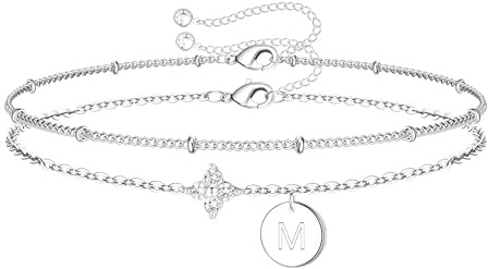 TINGN Armband Damen Gold Silber - 14K Gold Vergoldet Armband mit Buchstaben A-Z CZ Vierblättriges Kleeblatt Armbänder Personalisierte Geschenke Geburtstagsgeschenk für Frauen Mädchen Schmuck Damen