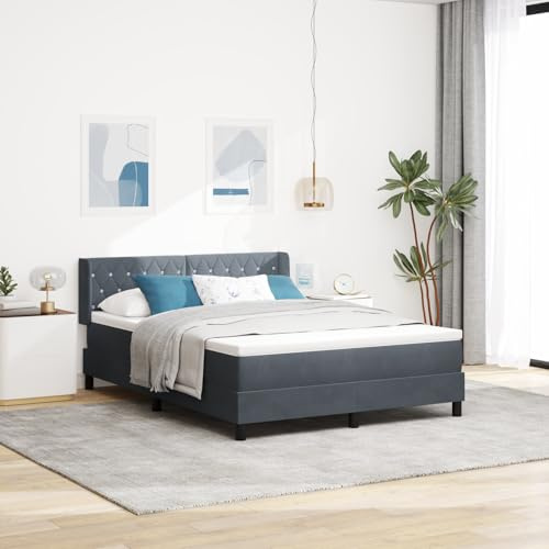 Holamys Boxspringbett mit Matratze, Dunkelgrau, 140x200 cm, Samt, Komfort-Bettrahmen, Schlafzimmer-Möbel, Luxus-Polsterbett